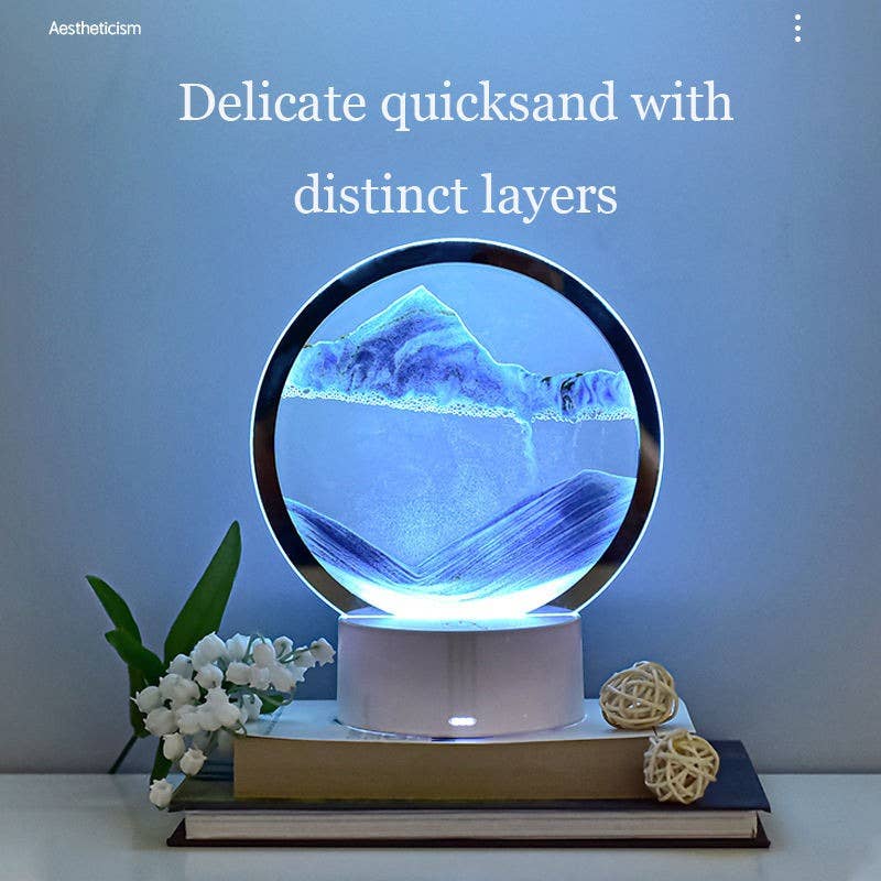 Moving Sand Painting Hourglass Sandscape 3D Led Table Lamp