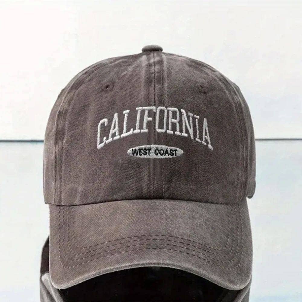 Washed Distressed Baseball Cap - Light Grey