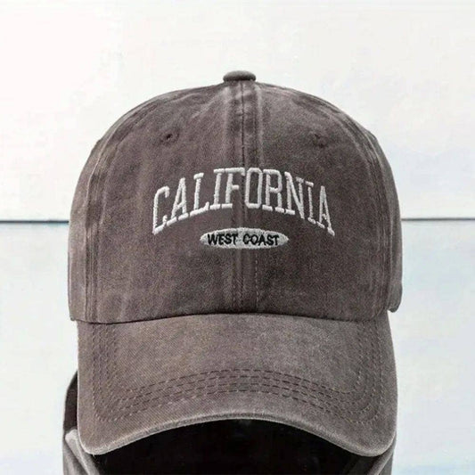 Washed Distressed Baseball Cap - Light Grey