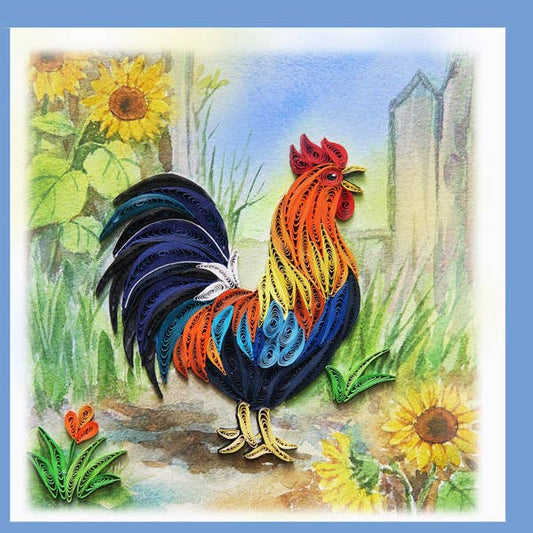 Rooster at farm Quilling Card, Animal, everyday card AN-84