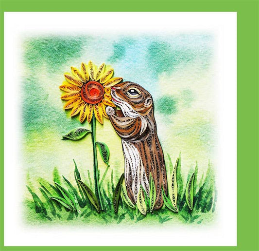 Squirrel&Sunnflower Quilling Card, Animal, everyday card AN-75