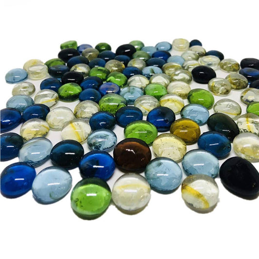 1 Lb Bag Mixed Color Flat Glass Stones