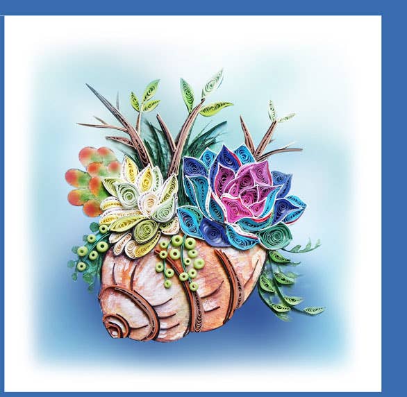 Succulent in sea shell Quilling card, everyday card, greeting card EV-6