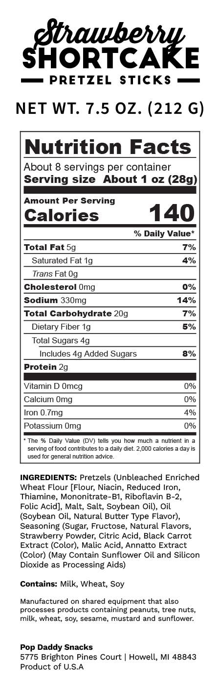 Pop Daddy Seasoned Pretzels - 7.5oz - Strawberry Shortcake