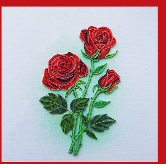 Red Rose, Quilling card, greeting card, everyday card FL-39