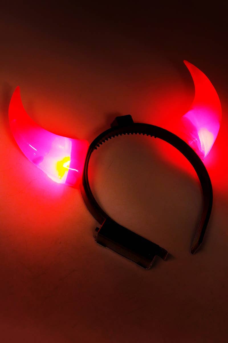 Devil Horns Red Led Light-up Novelty Hairband