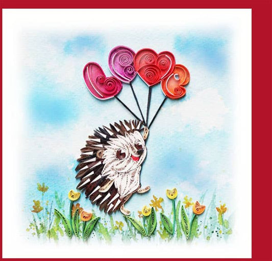 Hedgehog & Heart Quilling Card, Animal, everyday card AN-72