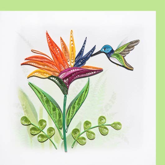 Humming bird & bird of paradise Quilling card, everyday card, greeting card FL-35