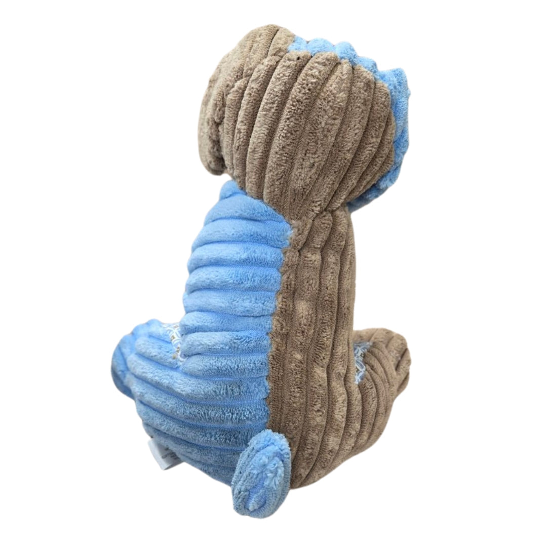 Stuffed Animal Plushie Blue & Brown Corduroy Puppy