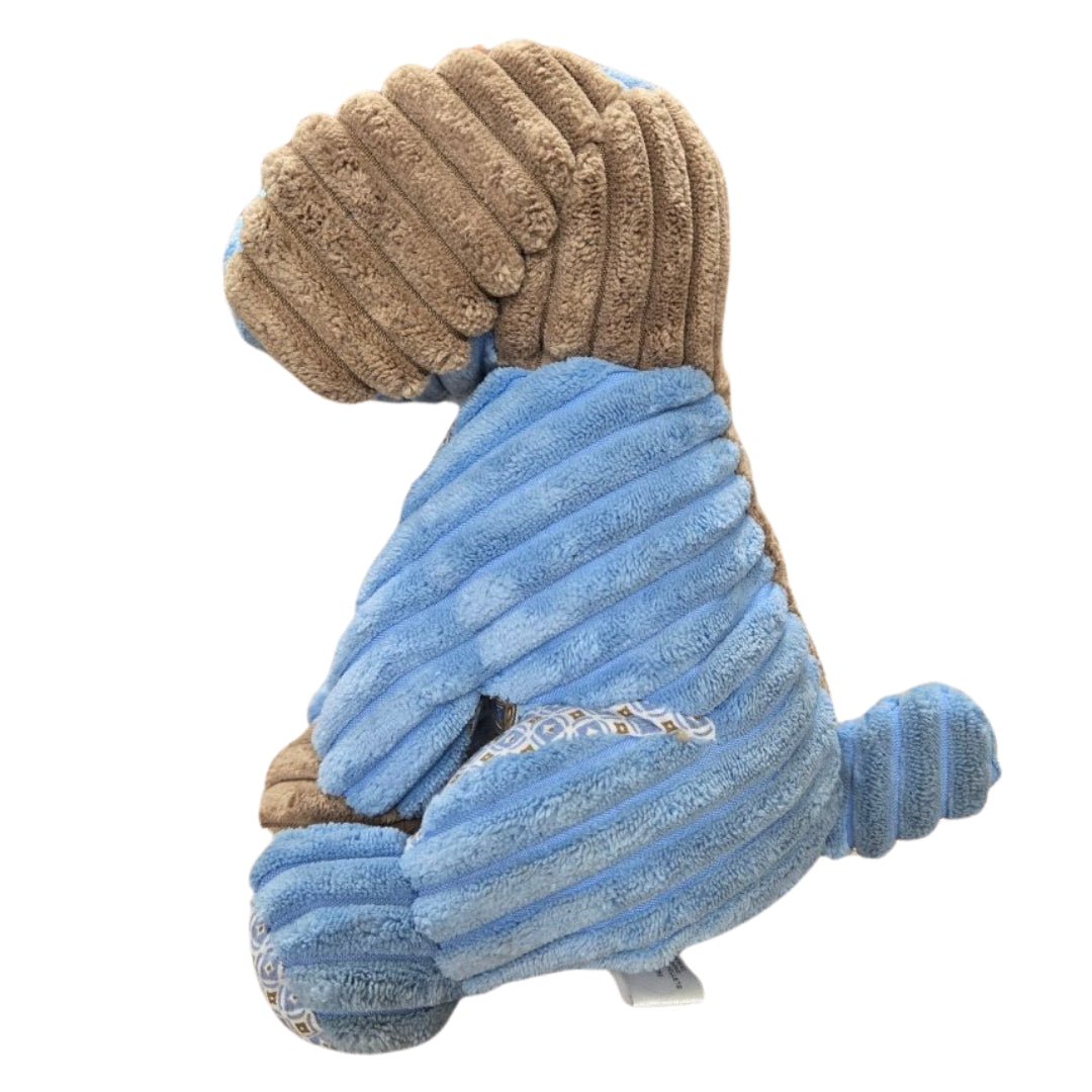 Stuffed Animal Plushie Blue & Brown Corduroy Puppy