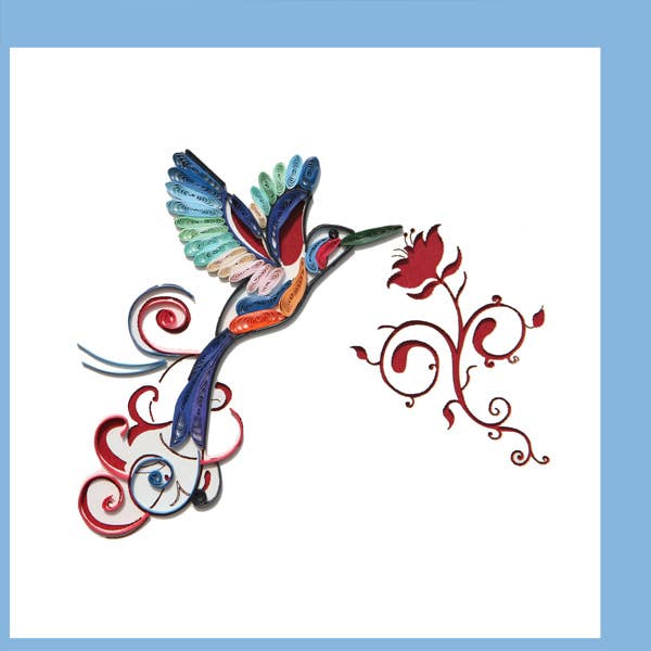 Humming bird long tail, handmade quilling card, everyday card WN-12