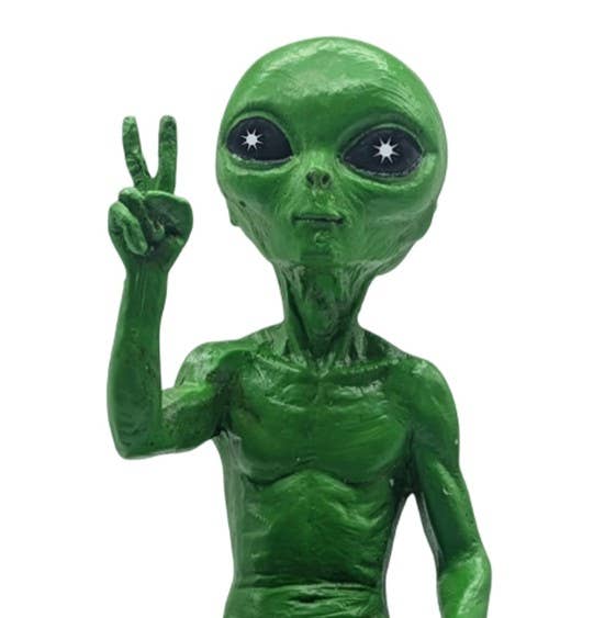 Alien Invasion Peace Dude Male Figurine 10": Green