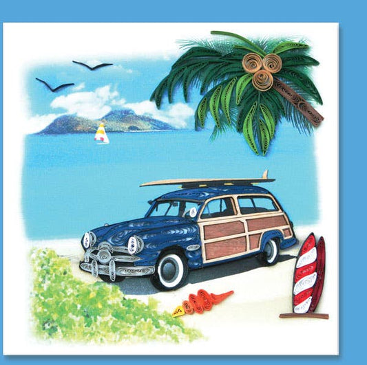 Woody Car by the beach Quilling Card BC-45