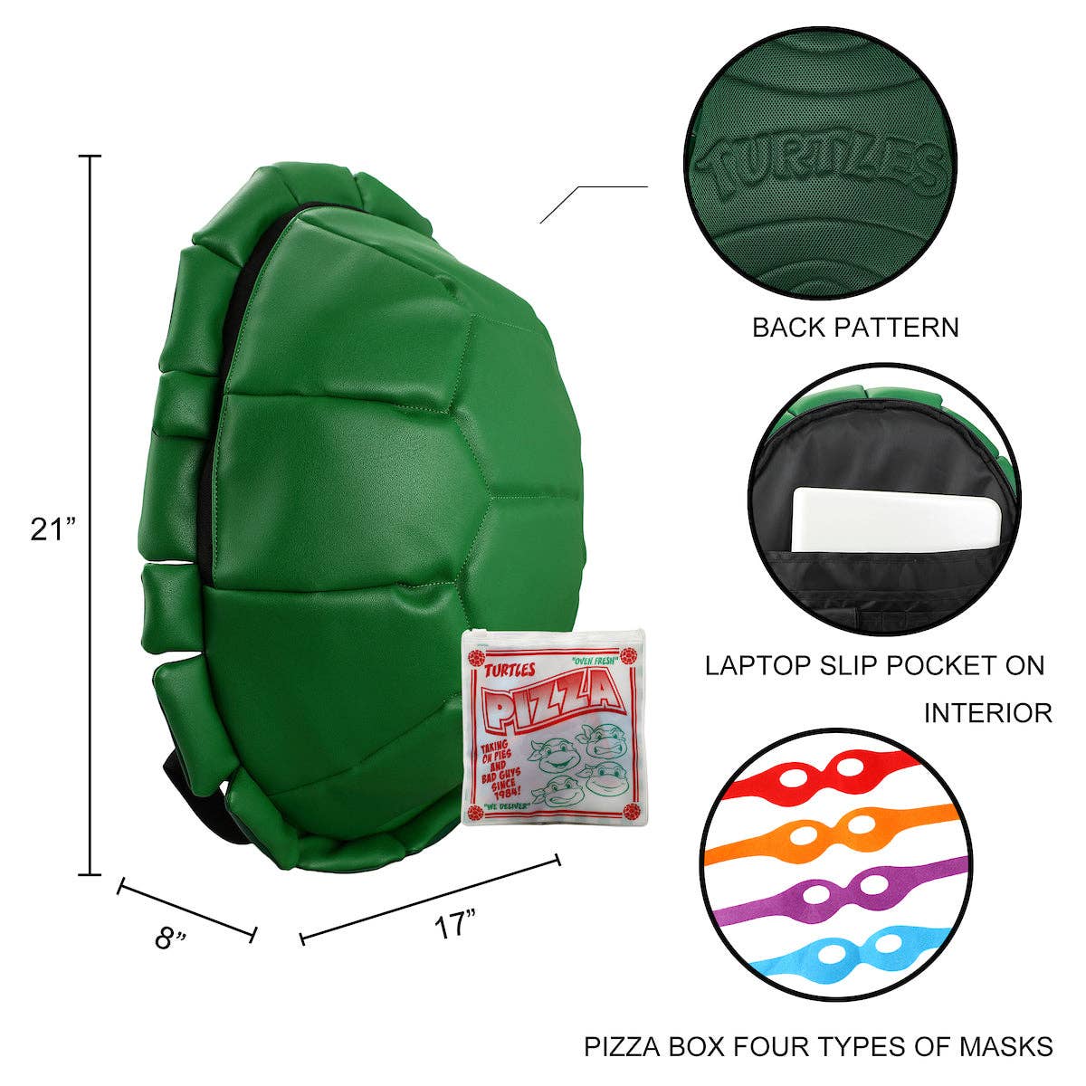 Teenage Mutant Ninja Turtles Shell Backpack With Character Masks