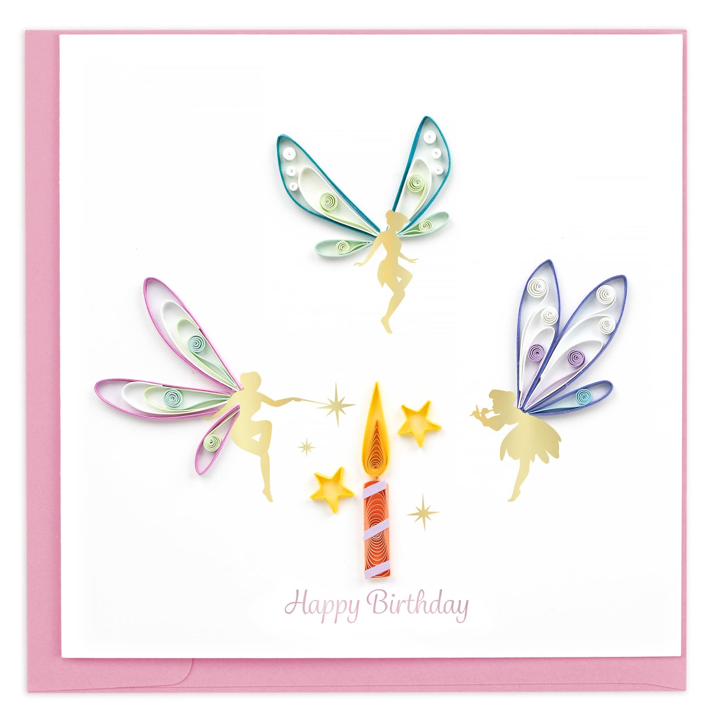 Quilled Birthday Fairies Card | Whimsical Handmade BDay Card