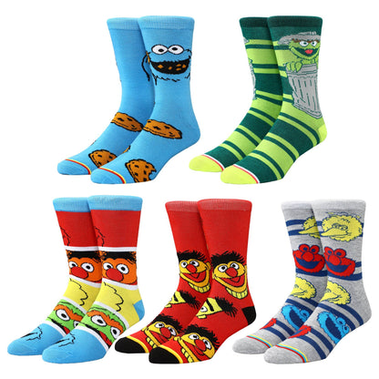 Sesame Street Muppet Characters Casual Crew Socks 5-Pack