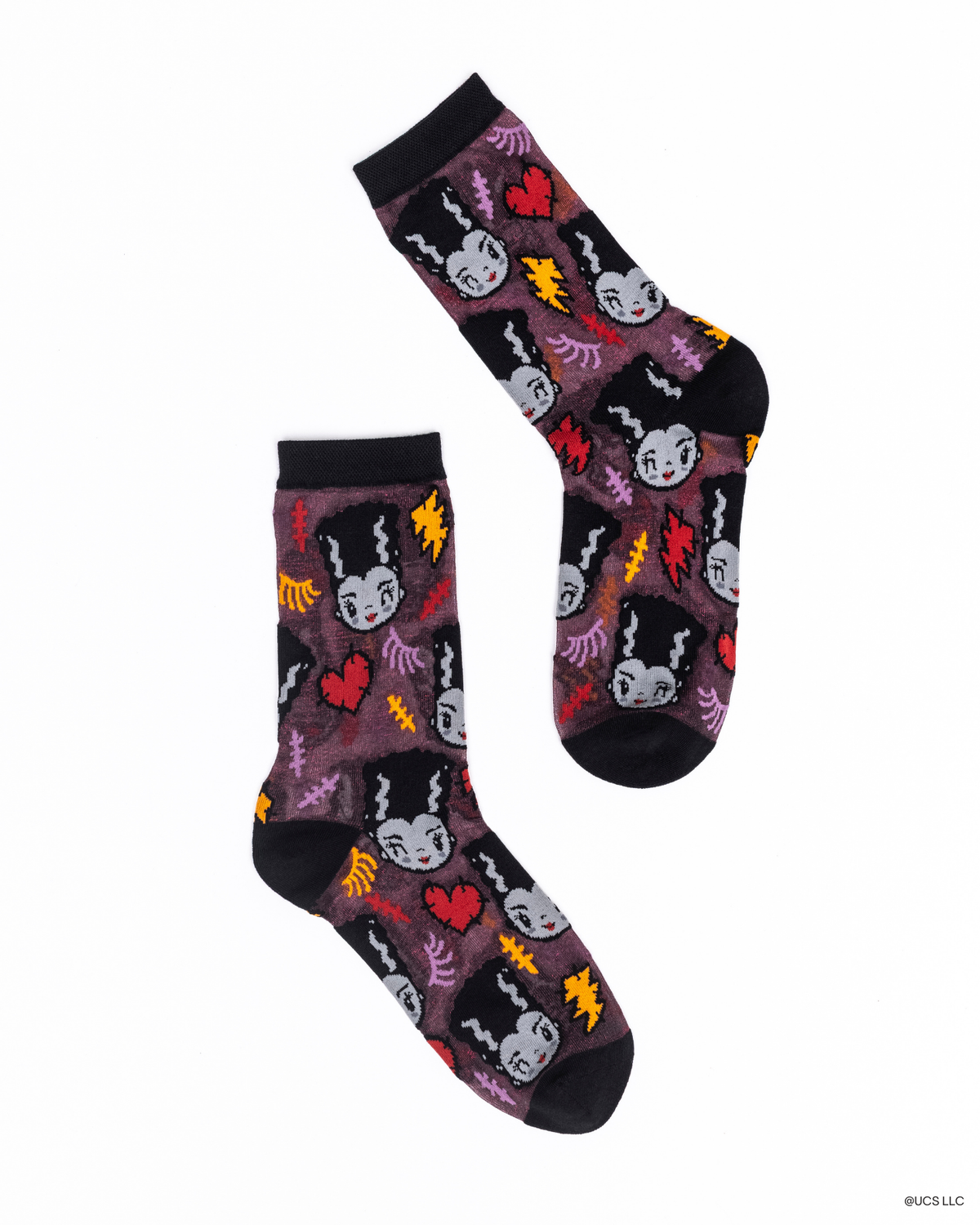 Bride of Frankenstein Shimmer Sheer Crew Sock