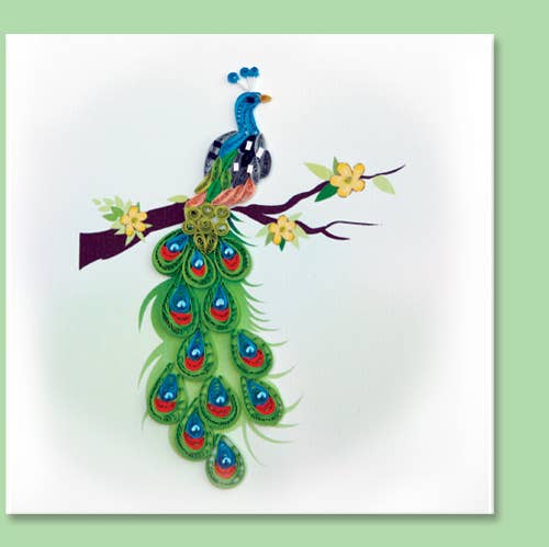 Peacock, handmade quilling card, every day card WN-23