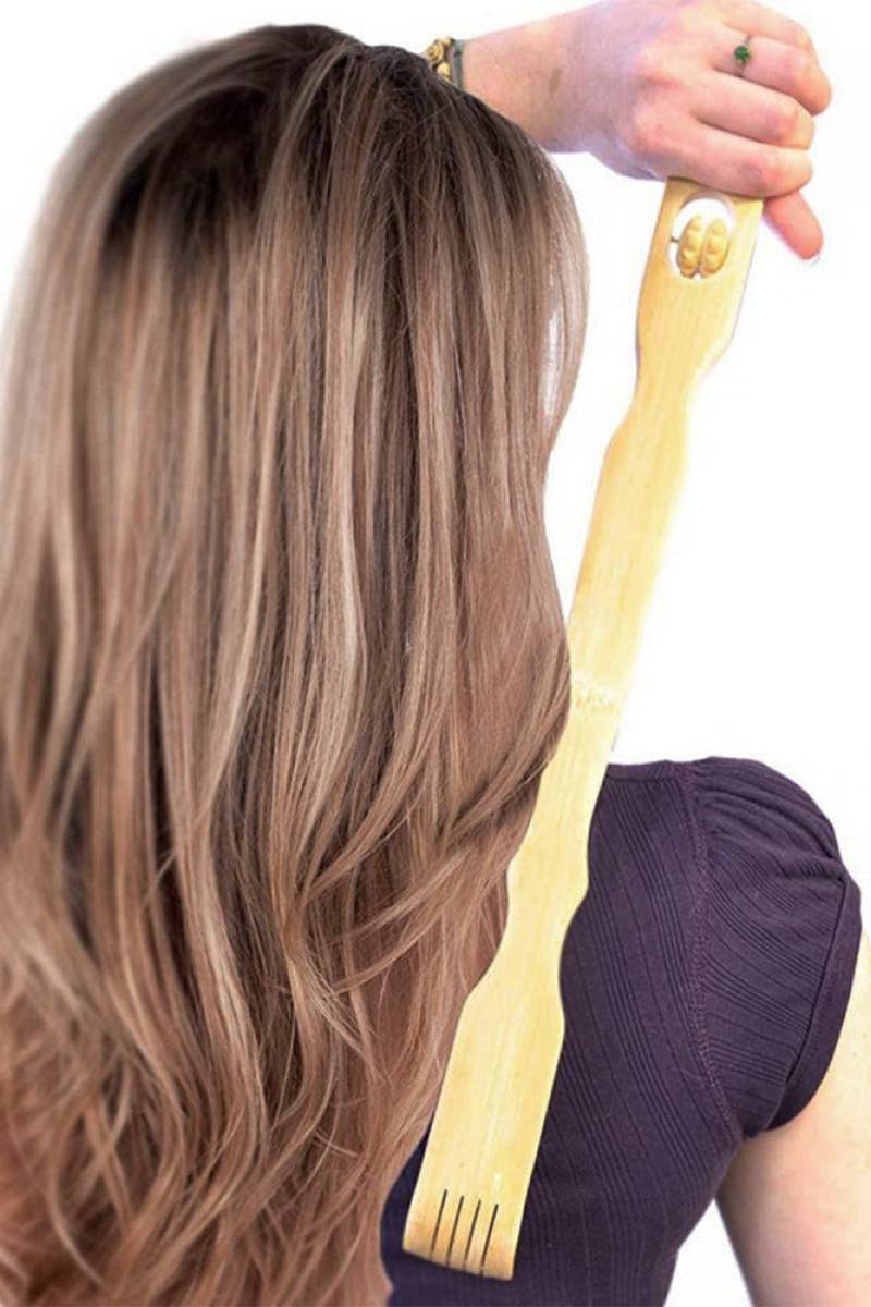Bamboo Back Scratcher with Massage Rollers