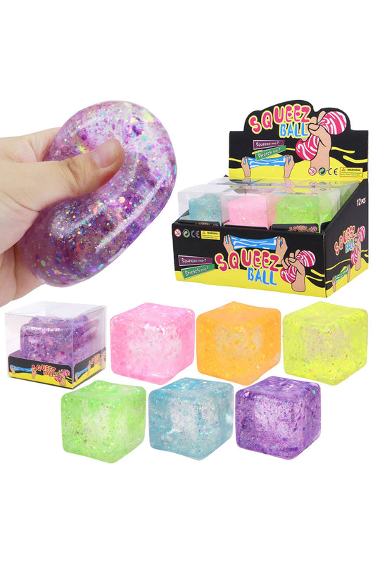 Shimmery Glitter Cube Putty Filled Squishy