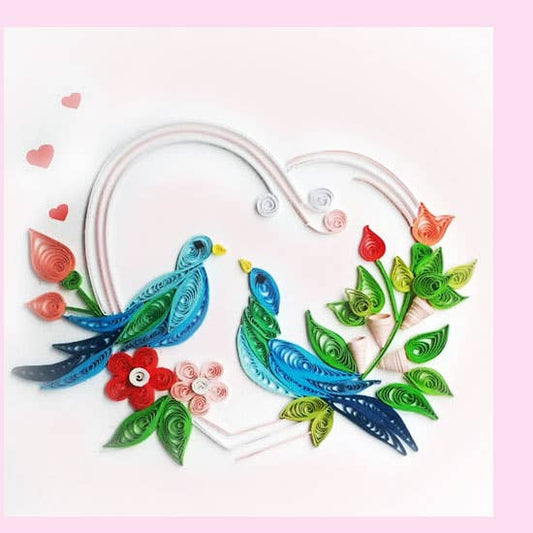 Two birds in heart quilling card, greeting card, love card LV-25