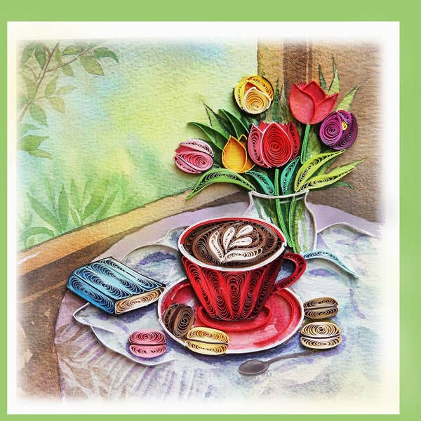 Coffe ,Quilling card, everyday card, greeting card EV-26