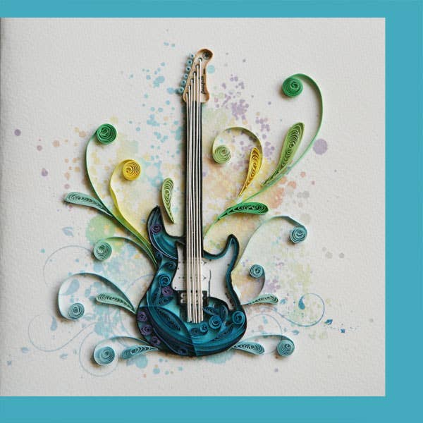 Guitar, handmade quilling card, everyday card  TH-57