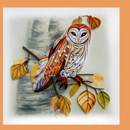 White Owl, quilling card, handmade card, greeting, paper art WN-33