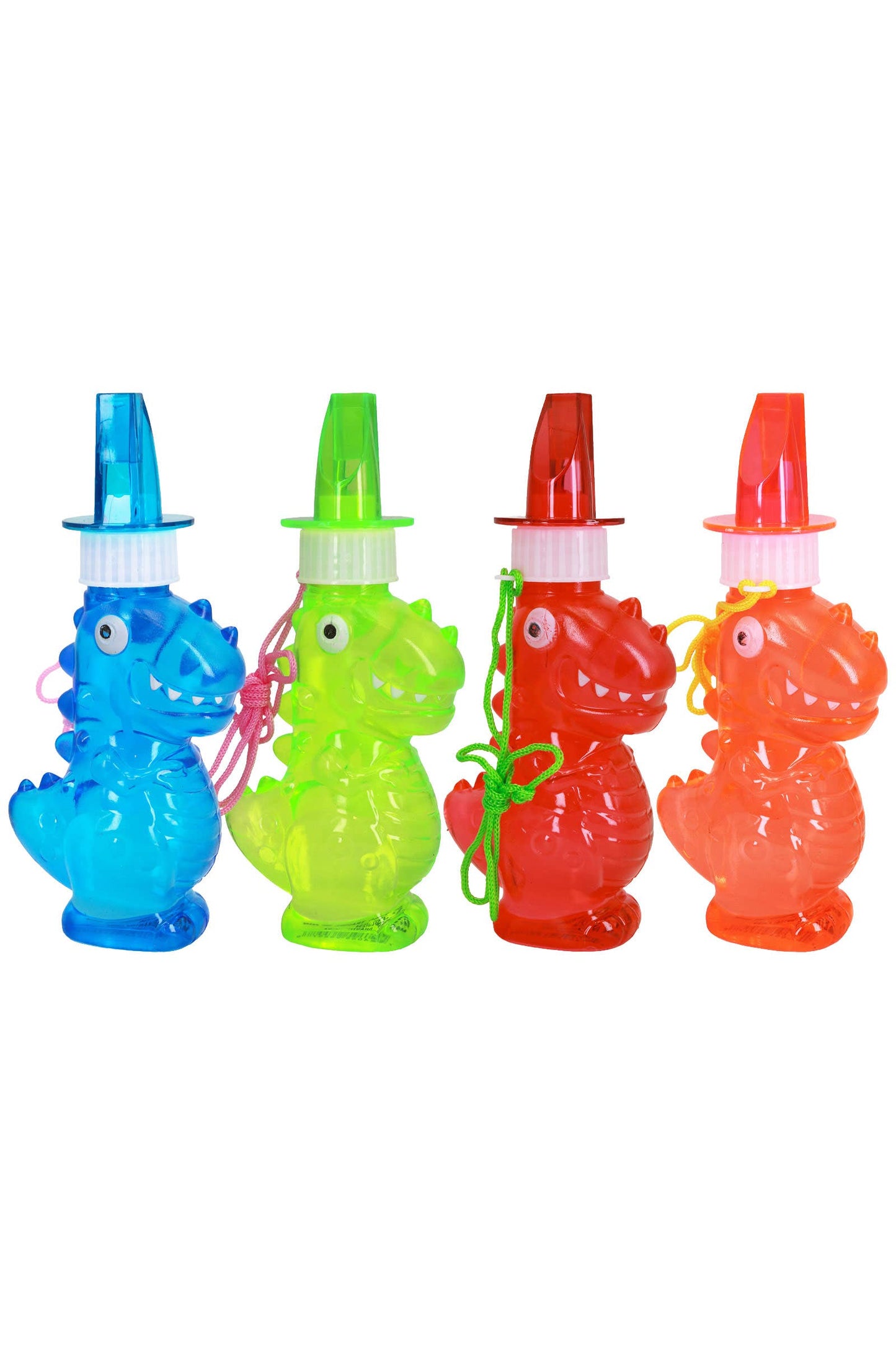 Colorful T-Rex Dinosaur Bottle Bubble Wand Whistle