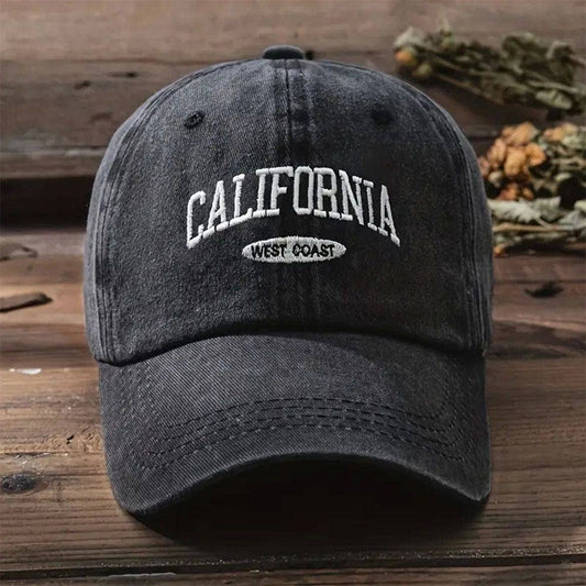 Washed Distressed Baseball Cap - Dark Grey