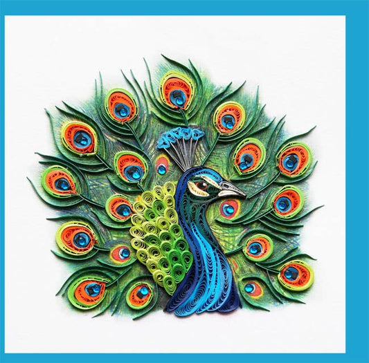Peacock face, quilling card, handmade card, greeting, paper art WN-37
