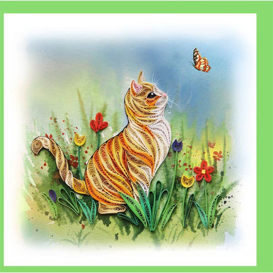 Yellow Cat Quilling Card, Animal, everyday card AN-77