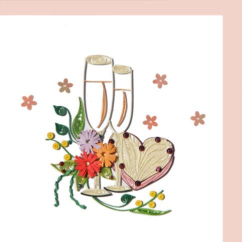 Two champagne quilling card, greeting card, paper art, everyday card LV-21