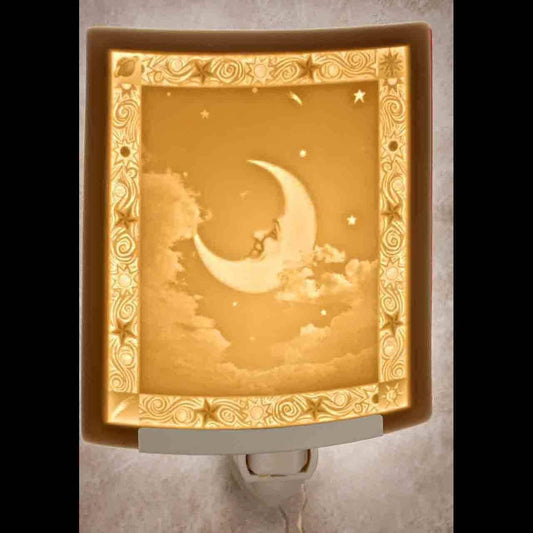 Man in the Moon Porcelain Lithophane Night Light