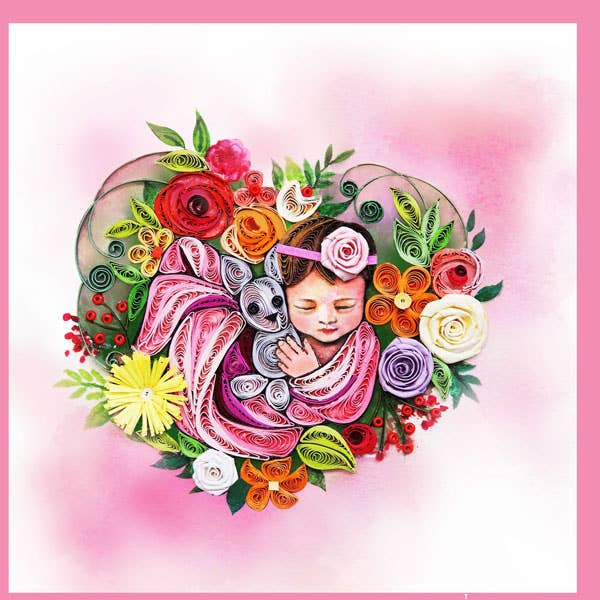 Baby Girl, baby shower, Quilling Card