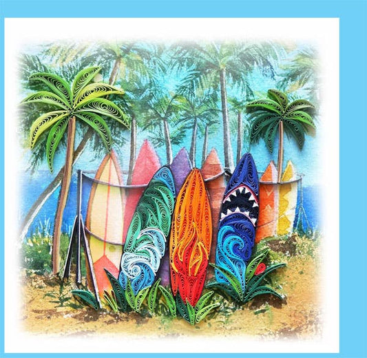 Colorful Surf Board Quilling Card, beach  BC-49