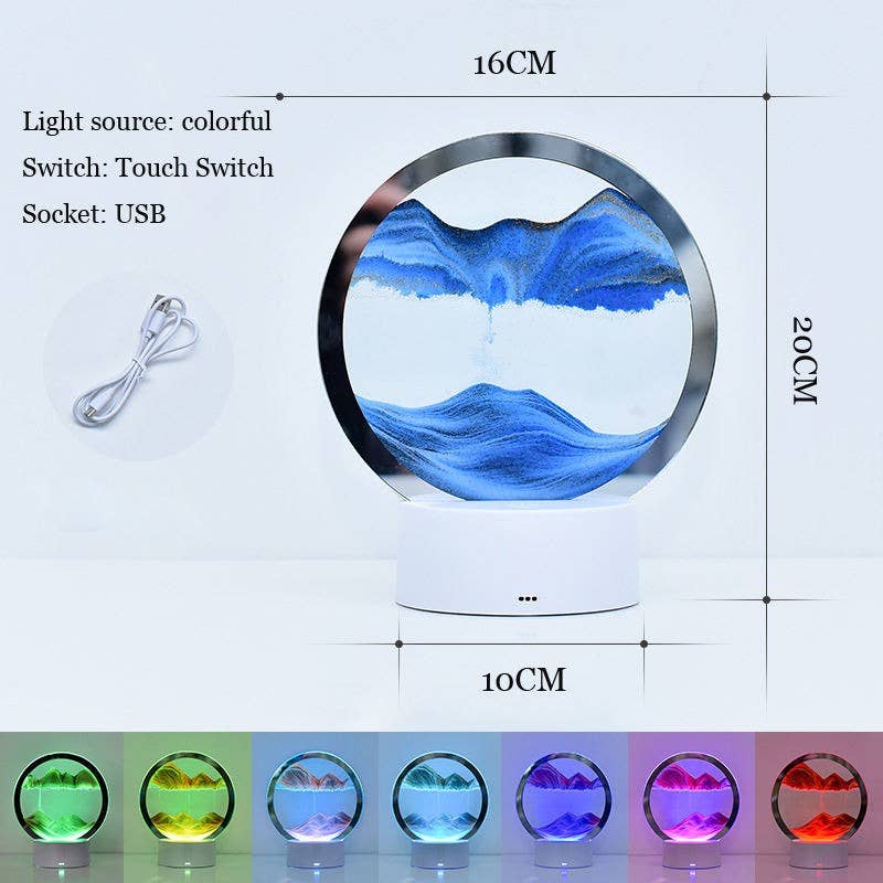 Moving Sand Painting Hourglass Sandscape 3D Led Table Lamp