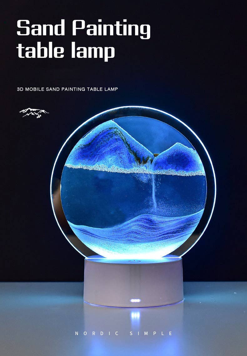 Moving Sand Painting Hourglass Sandscape 3D Led Table Lamp