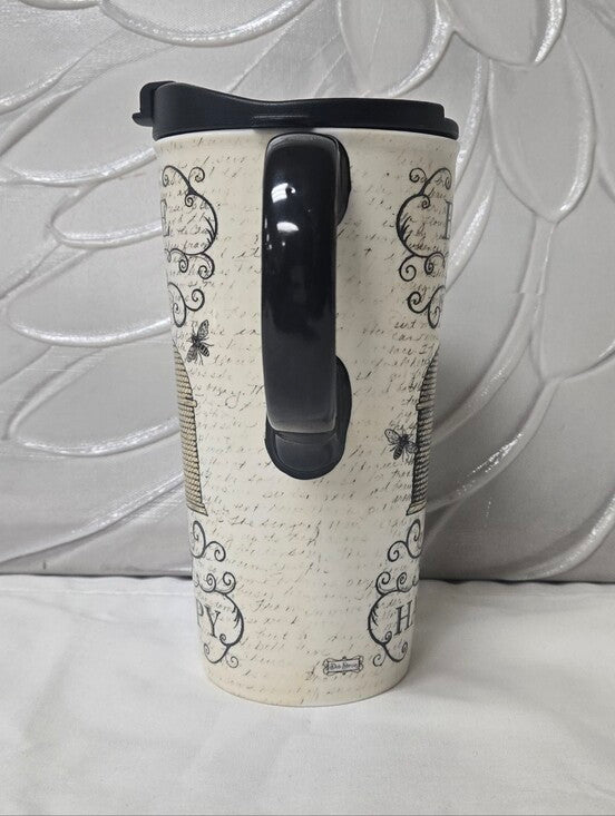 Ceramic 17 OZ Travel Cup | Bee Happy