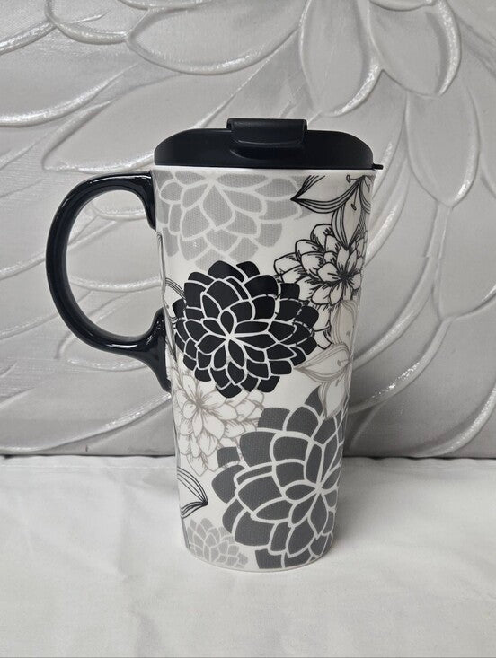 Ceramic 17 OZ Travel Cup | Floral Medley