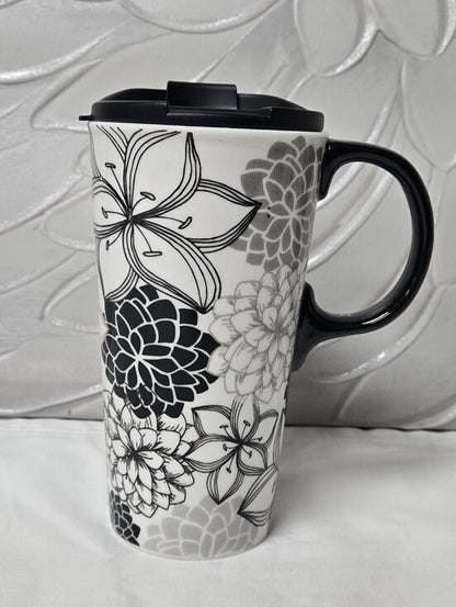 Ceramic 17 OZ Travel Cup | Floral Medley