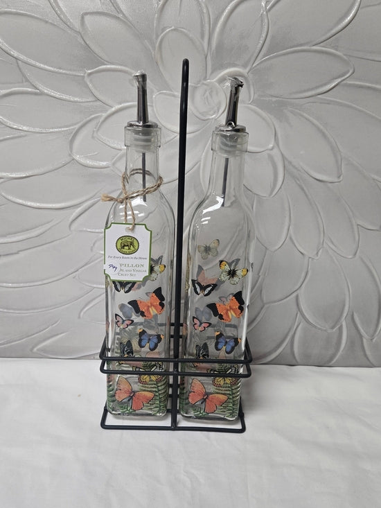 Michel Design Works Butterfly Glass Oil & Vinegar Cruet Set