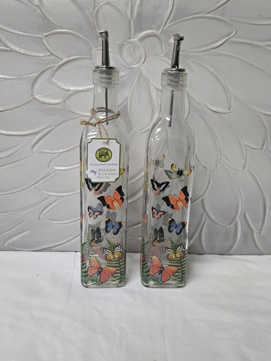 Michel Design Works Butterfly Glass Oil & Vinegar Cruet Set