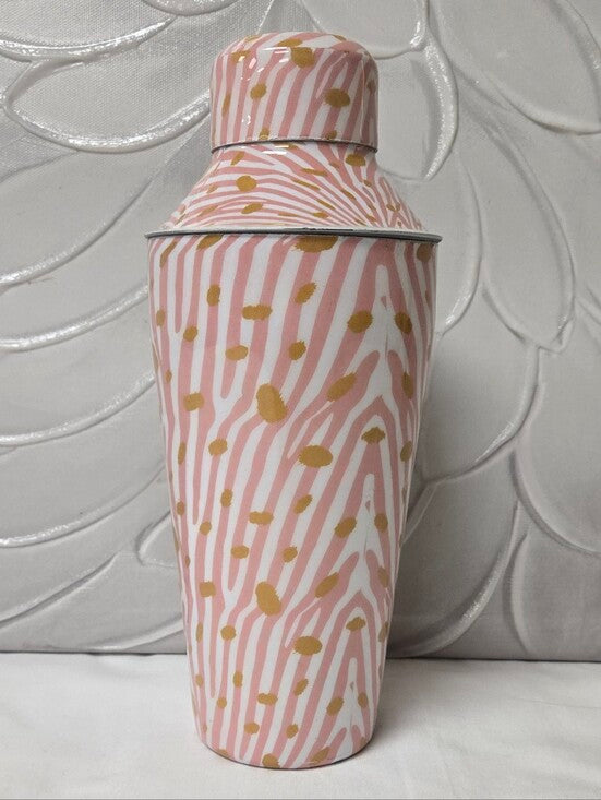 Hazel Mazel | Enameled Metal Zebra Print Cocktail Shaker