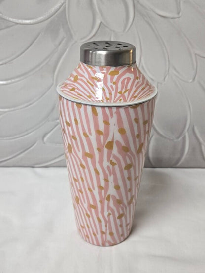 Hazel Mazel | Enameled Metal Zebra Print Cocktail Shaker